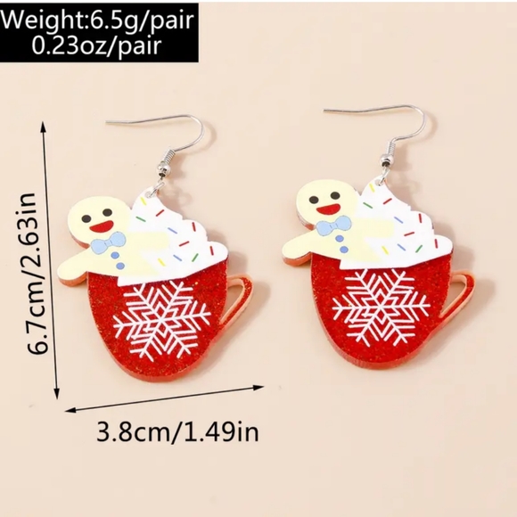 lovey girl boutique Jewelry - New GINGERBREADMAN COCCO MUG CUP christmas earrings
